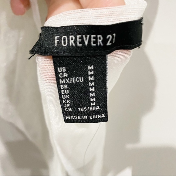 FOREVER 21 Sheer Floral Embroidered Bodysuit Ivory White Size Medium - Picture 7 of 11